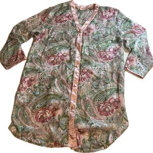 Victoria's Secret Gold Label Paisley Pink Floral Robe Nightgown Women’s P/S